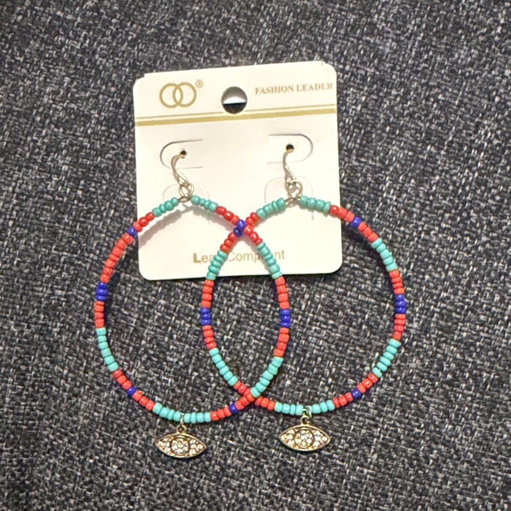 Colorful Beaded Hoop Earrings